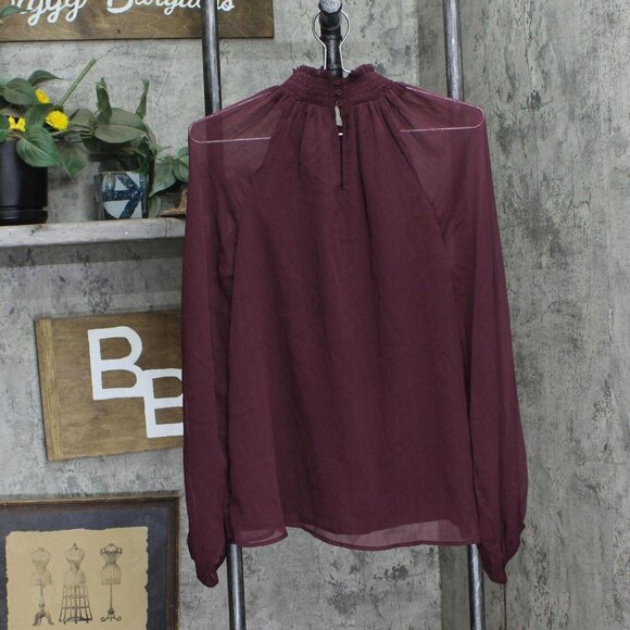 NWT Joie Edition Ladies Long Sleeve Smocked Blouse JE7005CO M Deep Wine Red - Picture 3 of 5